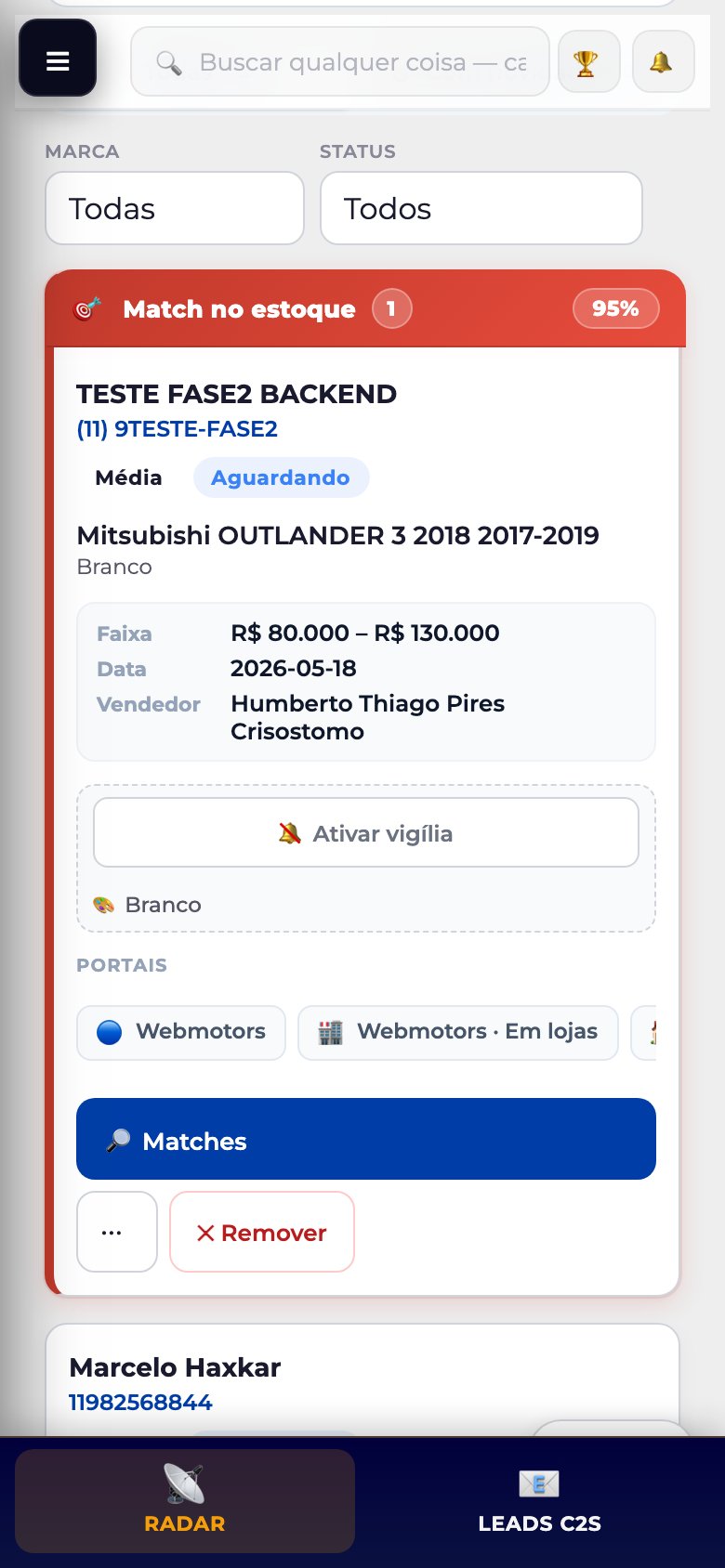 Alerta de match na procura