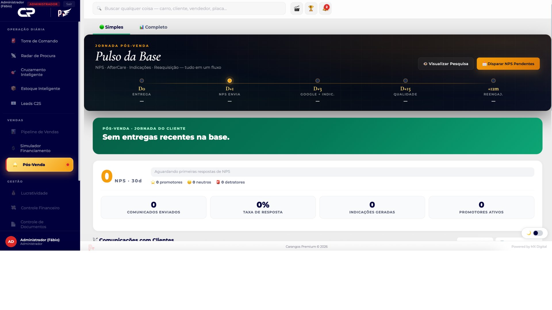 O cliente acompanhado por 12 meses depois da venda.